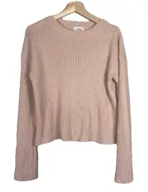 Lini Ribbed Crew Neck Sweater Size M Blush Pink Flare Sleeve Cropped‎ Preppy