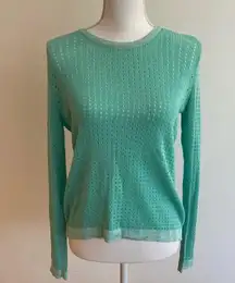 Rag & Bone Turquoise Ariana Open Knit Flyaway open Back Cotton Sweater