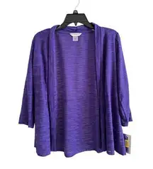 Allison Daley Women's Petite Small 3/4 Sleeve Purple Lightweight Open Cardigan