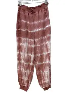 American Eagle Tie Dye Relaxed Fit Jogger Pants Pink White Casual Womens XL