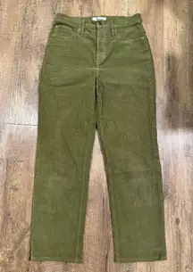 Madewell Corduroy Green Classic Straight Jeans 26