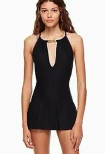 Crescent Bay High Neck Swim Dress Swimsuit Black Small