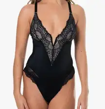 Heyshape bodysuit v neck lace bodyshaper thong NEW XL black shapewear