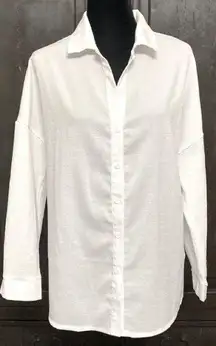 Women's white Oversized button down-tunic-size Large