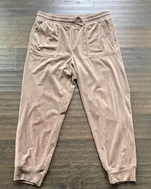 Splendid Velour Jogger Pants Womens Sz Large Tan Drawstring Waist