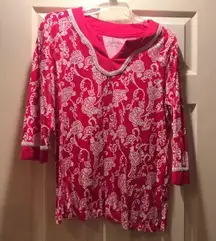 (5/$25) Croft & Barrow Pink & White tunic top