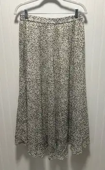 Chaps Olive Green and Cream Polka Dot Women's Maxi Skirt Sz M boho