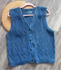 Vintage‎ blue Willis denim & knit vest women’s size L cottagecore western boho