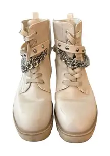 XOXO Priscie Women's Chain-Accent Ankle Boots Off-White‎ Casual