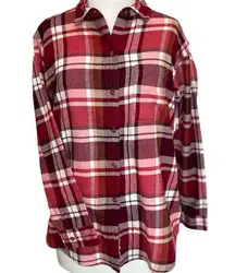 Eddie Bauer Women Small Flannel ButtonDown Long sleeve 100% Cotton Flannel Plaid