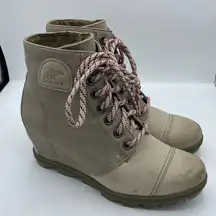 Sorel Boots Size 10.5 Joan Of Arctic Wedge Ankle Boot LL4931-264 Gray Leather