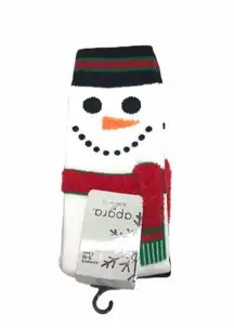 Apara Snowman Crew Socks, 2 Pair, Black, White