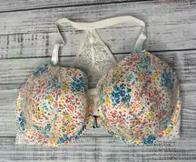 Cacique 44F Floral Lace Racerback Front Close T-Shirt Bra Lane Bryant