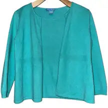 White + Warren Women’s Size S Turquoise Blue Cashmere Sweater Cardigan