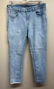 Bebe Heartbreaker Ankle Skinny Jean Light Wash Rhinestone Hearts Women's Size 28