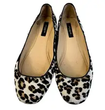 Ann Taylor | Pony Hair Cheetah Print Ballet Flats Leather Size 7.5