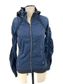 Lululemon Gather And Sprint Jacket Ghost Dot Deep Navy Black / Black Size 4