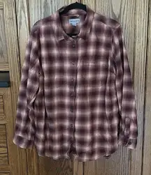 Carhartt Heavy weight Flannel Shirt Maroon pink purple workwear cotton womens 1X