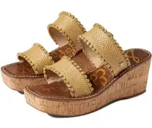 Sam Edelman Angelina Wedges Sandals Raffia Rhinestone Embellished Size 9.5