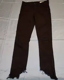 Rag & Bone‎ Womens Black Raw Hem 10" Capri Jeans 25