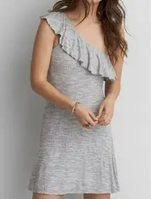 AEO Rib One Shoulder Dress Skater Fit Flare Ribbed