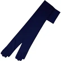 ZaZa Bridal 23.5" Long 4-Way Stretch Matte Satin Gloves 16BL in Navy​​​​​