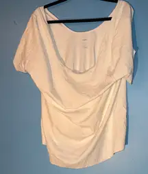 Nike Yoga Women's White off shoulder scoop neck top