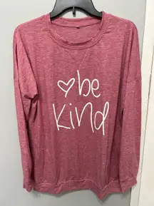 Pink “Be Kind” Oversized Long Sleeve Top