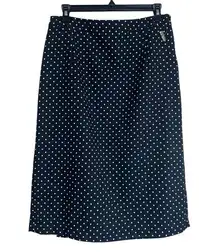 WHO WHAT WEAR Women's Black Polka Dot Midi Skirt Pleated Professional Size 6 NWT