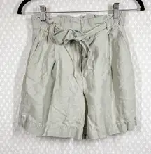 Wilfred Light Green Linen Tie Waist Shorts‎