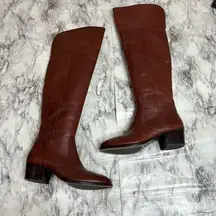 Frye  Clara Over the Knee Boot Redwood Leather brown size 7.5 tall casual classic