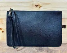 Anne Klein Women's Black Leather Wristlet Clutch Bag Casual 10.5" x 7"