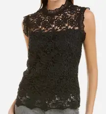 Nanette Lepore Black Lace Crochet Sleeveless Blouse Medium EUC