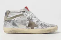 Golden Goose Silver Leather Mid Star Sneakers