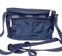 LeSportSac Vintage Nylon Blue Large Pocket Crossbody Bag