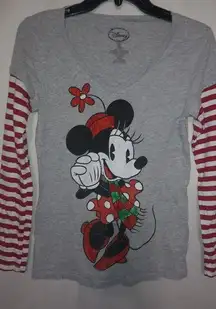 Disney Minnie S Striped Christmas Top