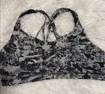 Lululemon Free To Be Zen Black White Abstract Print Strappy Sports Bra 12