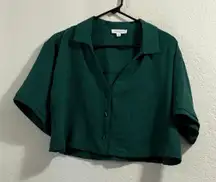 Kirious Size XL  Cropped button down green  crop top shirt