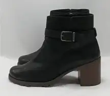 Clarks Ankle Boots Womens 10W Black Leather Grunge Lug Sole Biker Shoes