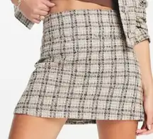 & Other Stories tweed mini skirt check print size 12