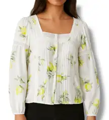 Hester & Orchard Anthropologie White Lemon Print Blouse – Size Large