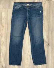 Eddie Bauer 2012 Boyfriend Jeans Relaxed Fit Blue Denim Mid Rise Cotton Size 12