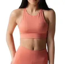 Girlfriend Collective Peach High Neck Crossover Back Topanga Halter Bra