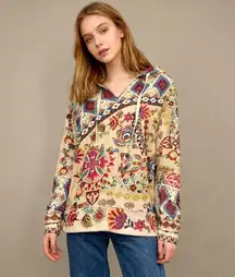 NWOT Johnny Was Floral Hoodie Sweatshirt Boho Long Sleeves Multicolor Sz S