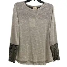 Grace and Emma Long Sleeve See Through Small Top Blouse Pullover Stripe