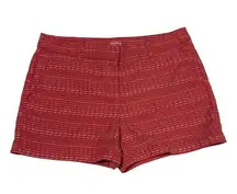Loft Coral And White Thread Striped Pattern Women's Shorts Size 6 Original 3.5"
