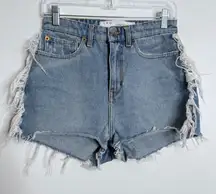 IRO Distressed Light Wash High Waisted Jean Shorts Soft Denim‎ Size 26