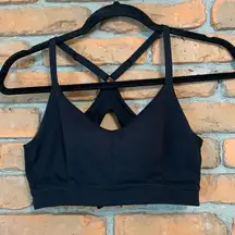 Zella Scoop Neck Low Impact Sports Bra Keyhole Racerback Wireless Black Size S