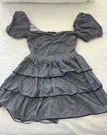 Zara gingham skirt and top set blue and white both size small