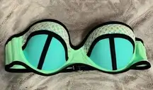 SO Crochet Colorblock Strapless Push-up Underwire Bikini SwimTop‎ Green - Size M